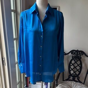 Zara Women's Vibrant Blue Button-Down Shirt